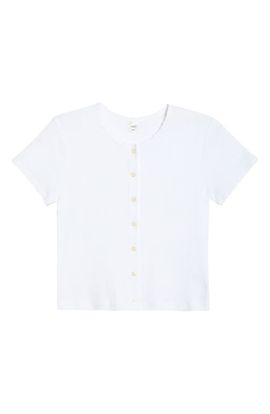 LESET LESET Short Sleeve Cotton Pointelle Cardigan