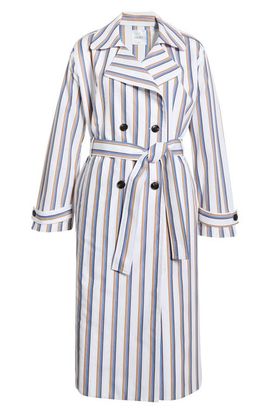 LESET LESET Yoshi Stripe Cotton Blend Trench Coat
