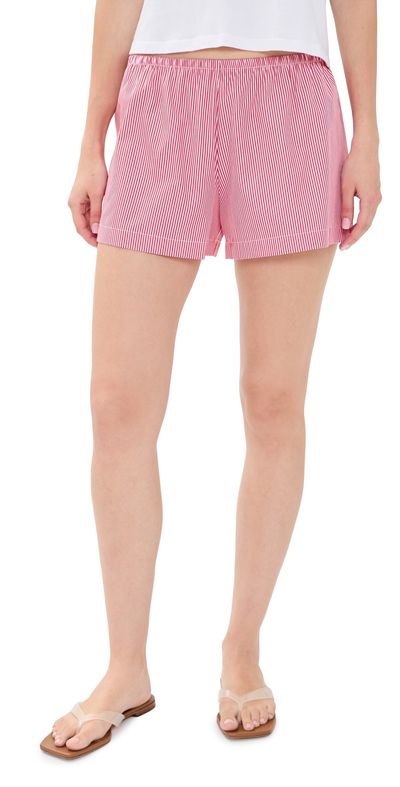 Leset Leset Yoshi Stripe Summer Shorts Cerise/White Stripe