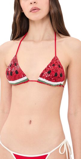 Leslie Amon Leslie Amon Watermelon Slice Tirangle Bikini Top Watermelon