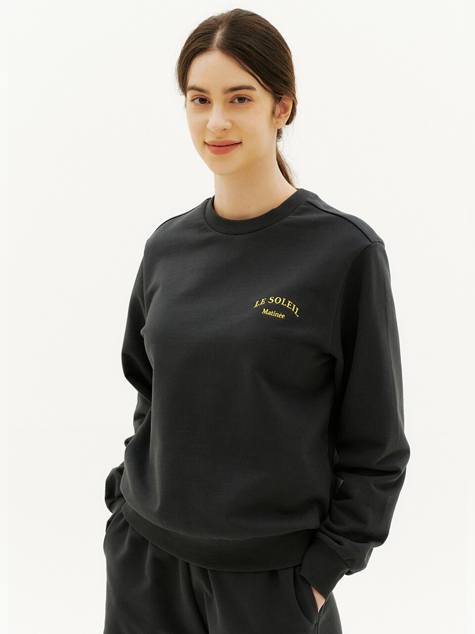 lesoleilmatinee Luster Back Cat Sweat Shirt (Charcoal)