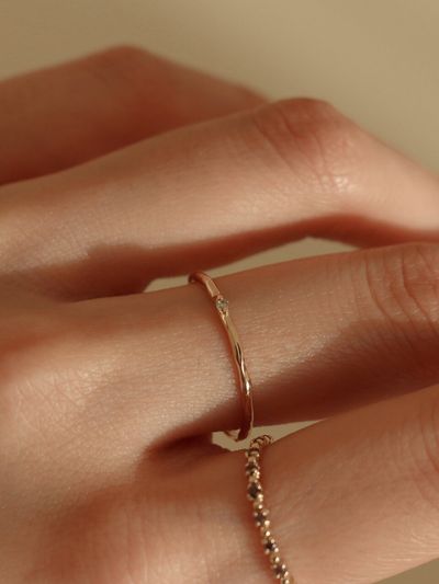 Less is more 14K Gold Cognac Diamond Rough Ring