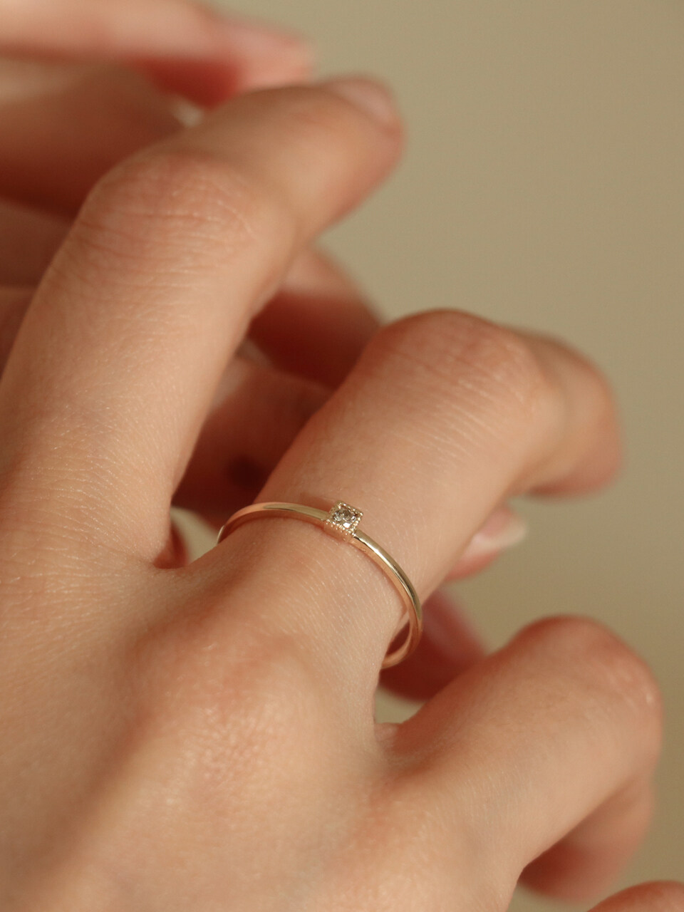 Less is more 14K Gold Cognac Diamond Square Ring