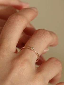 Less is more 14K Gold Cognac Diamond Square Ring