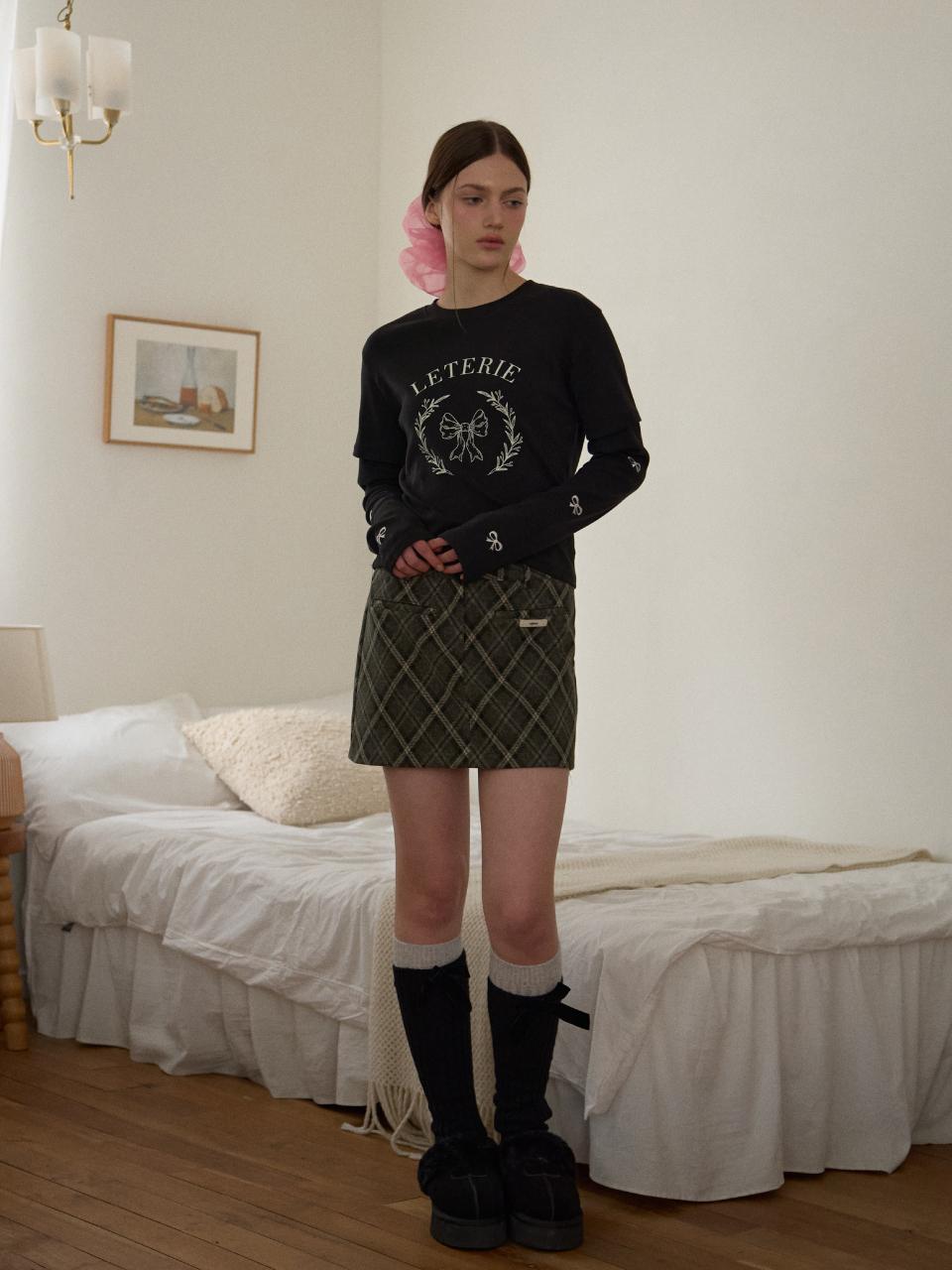 leterie Check Mini Skirt [Khaki]
