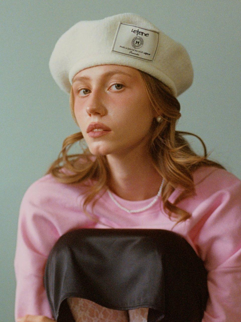 leterie LR LABEL KNIT BERET_WHITE