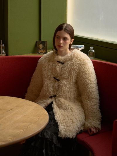 leterie Toggle Button Embossed Fur Jacket