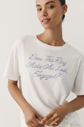 Letluv Engaged 100% Cotton Rhinestone Bridal Tee