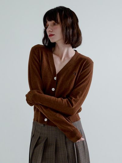 LETOILE 24 LETOILE LOGO V NECK CARDIGAN_2 COLOR