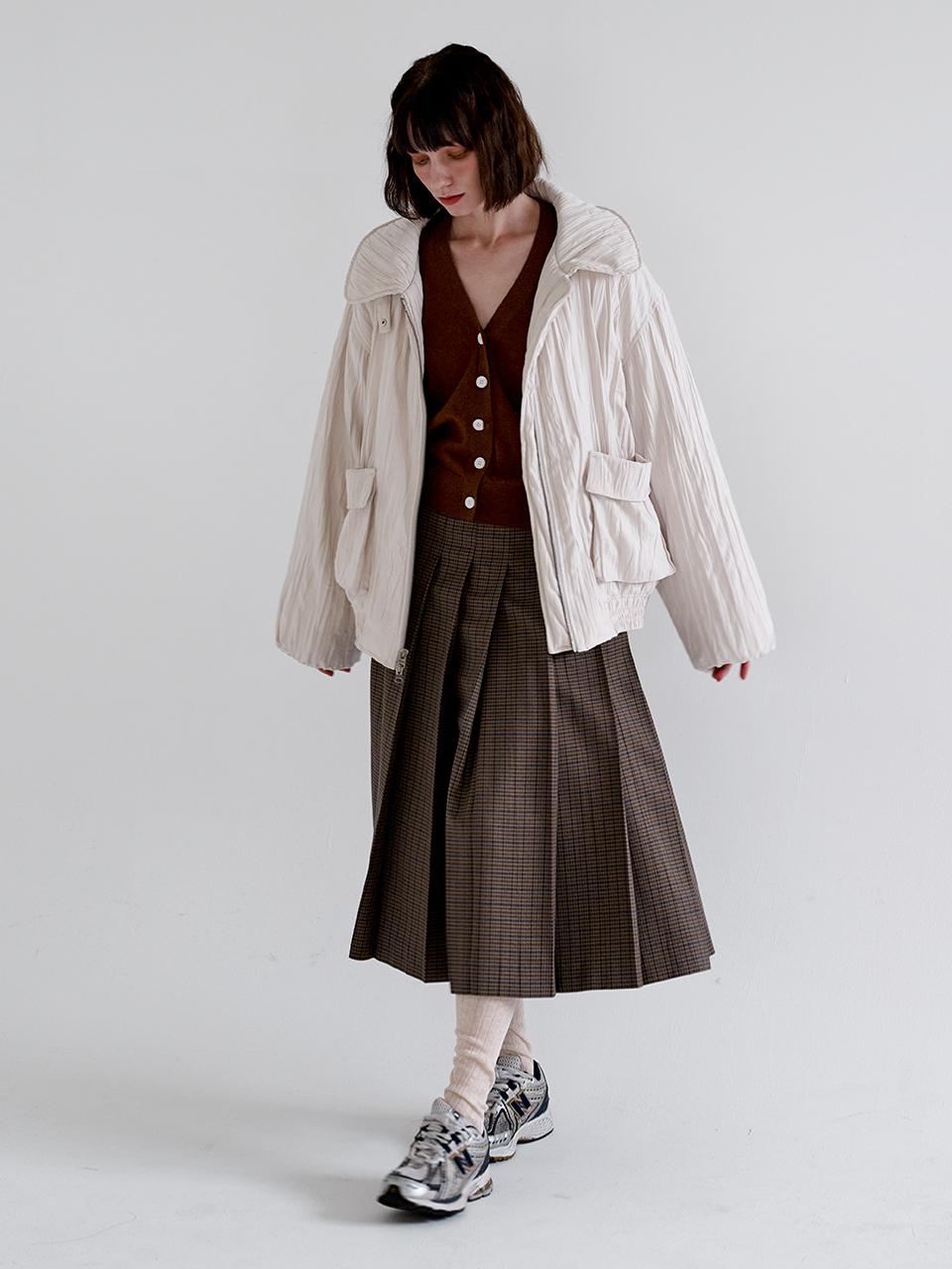 LETOILE BROWN CHECK MIDI PLEAT SKIRT (LEBFASK5518)
