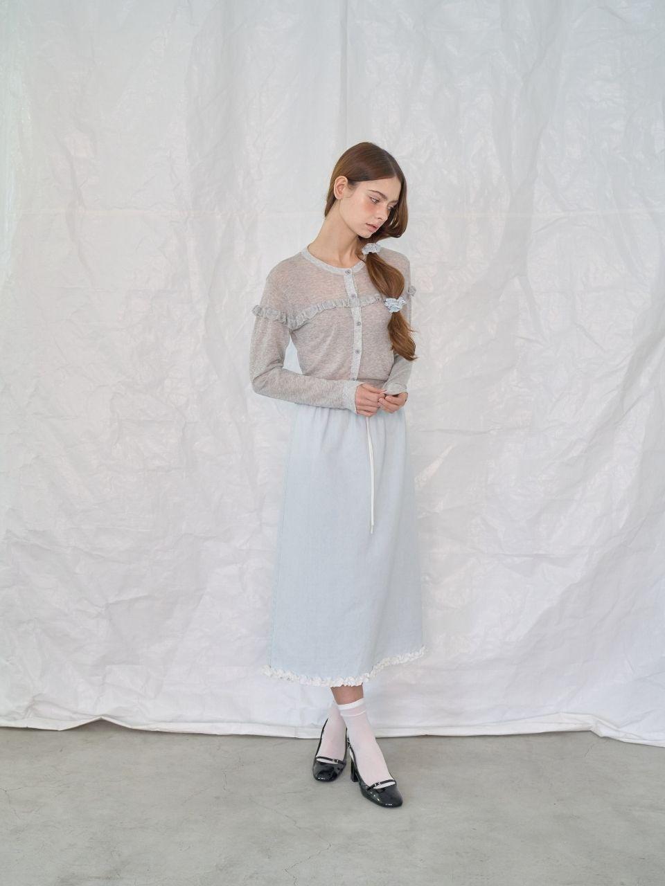 LETOILE DENIM LACE FRILL SKIRT (LECSSSK6015)