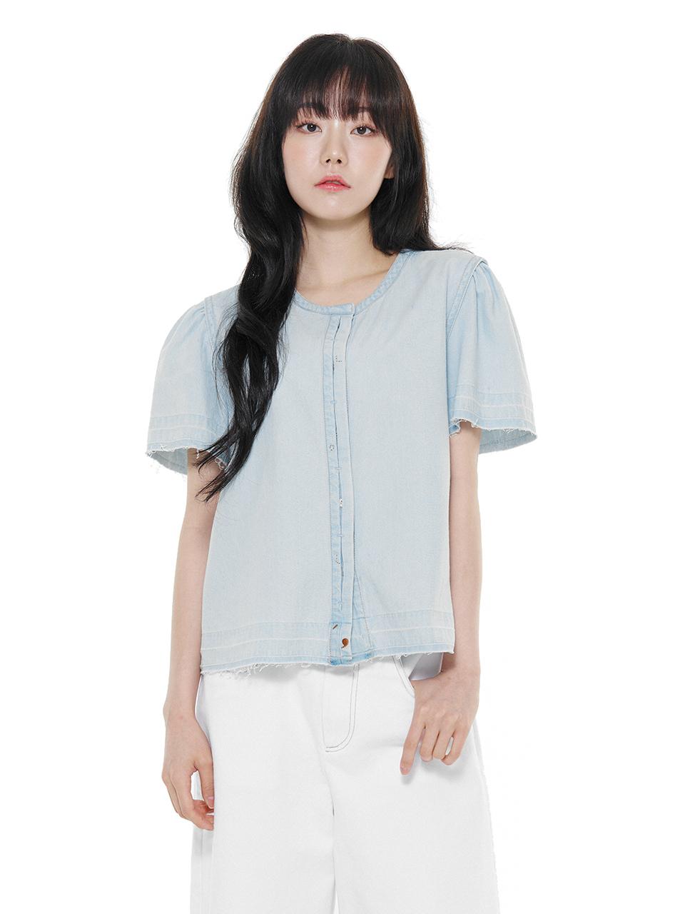 LETOILE DENIM SHOULDER PUFF SHIRT BLOUSE (LEBSML5304)_ 2 C