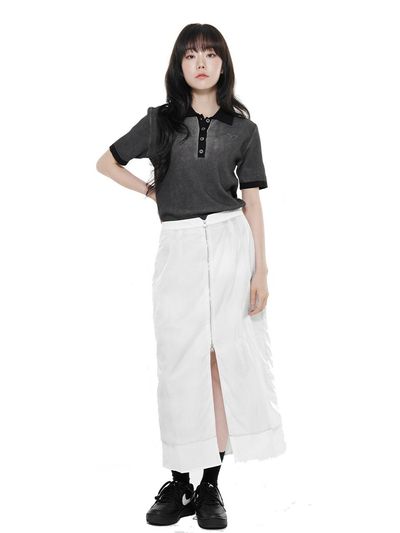 LETOILE LAYERED CHIFFON BLUE LONG STRAIGHT SKIRT (LEBSMSK5
