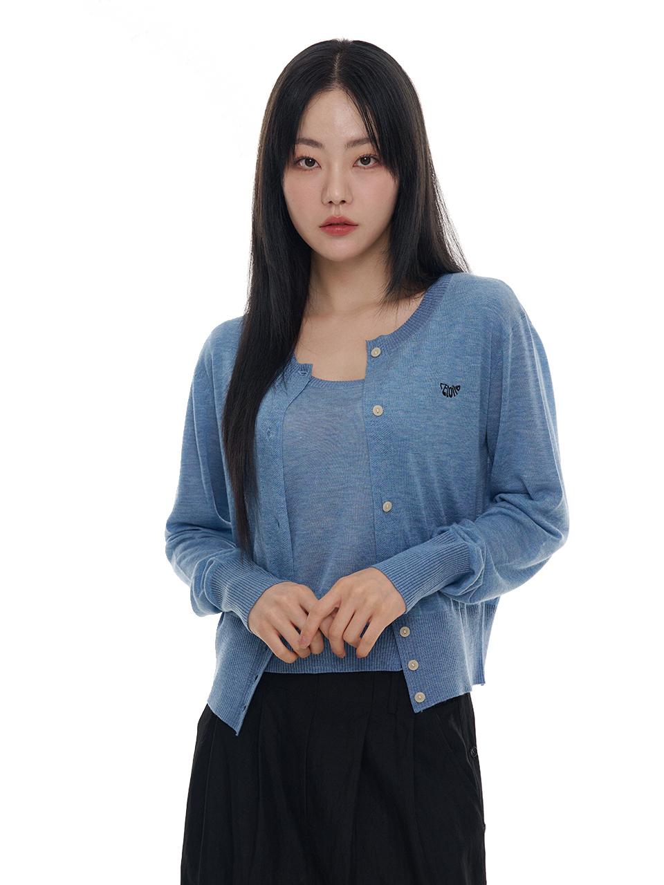 LETOILE LEOTILE LOGO ROUND KNIT CARDIGAN SET UP (LEBSSNC14