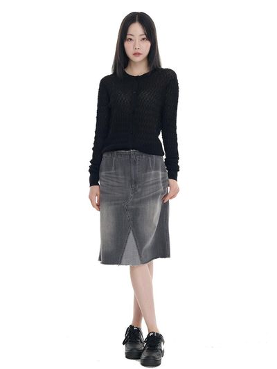 LETOILE LINE POINT BLACK DENIM SKIRT (LEBSMSK5342)