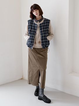 LETOILE POCKET POINT CORDUROY SKIRT 2CLOLOR