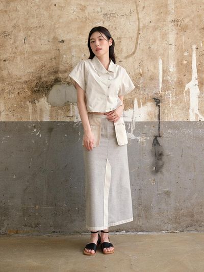 LETOILE TWO TONE REVERSIBLE LONG SKIRT (LEBSMSK5208)