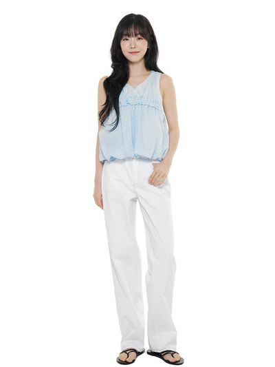 LETOILE WHITE COTTON STRAIGHT LONG PANTS (LEBSMPT5339)