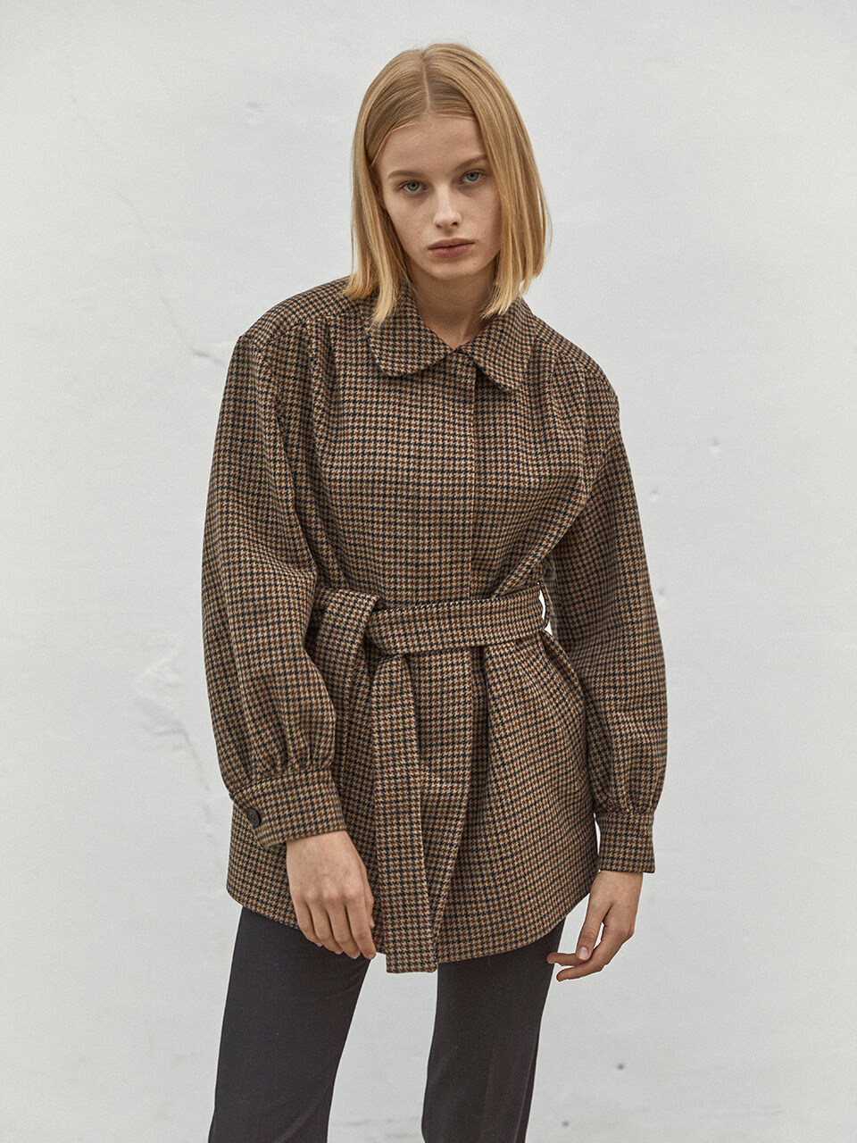LETQSTUDIO Collared Wool Jacket (Check)