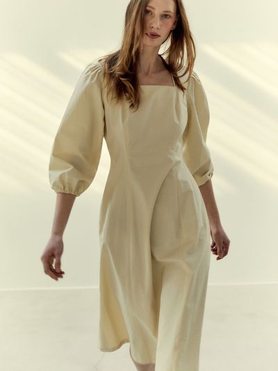 LETQSTUDIO Halter Strap Dress_Pale Yellow