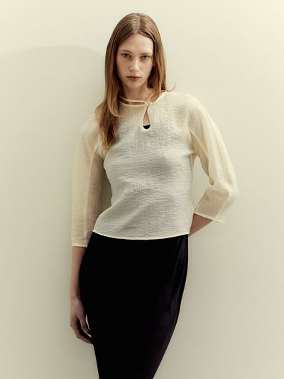 LETQSTUDIO Silky Blouse_Eggshell