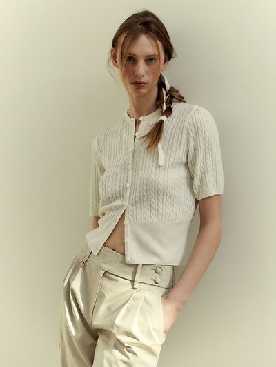 LETQSTUDIO Summer Wool Cable Cardigan