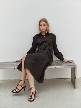 LETQSTUDIO Tie Tiered Dress (Brown)