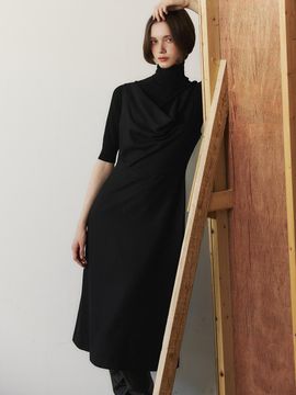 LETQSTUDIO Wool Draped Dress_Black