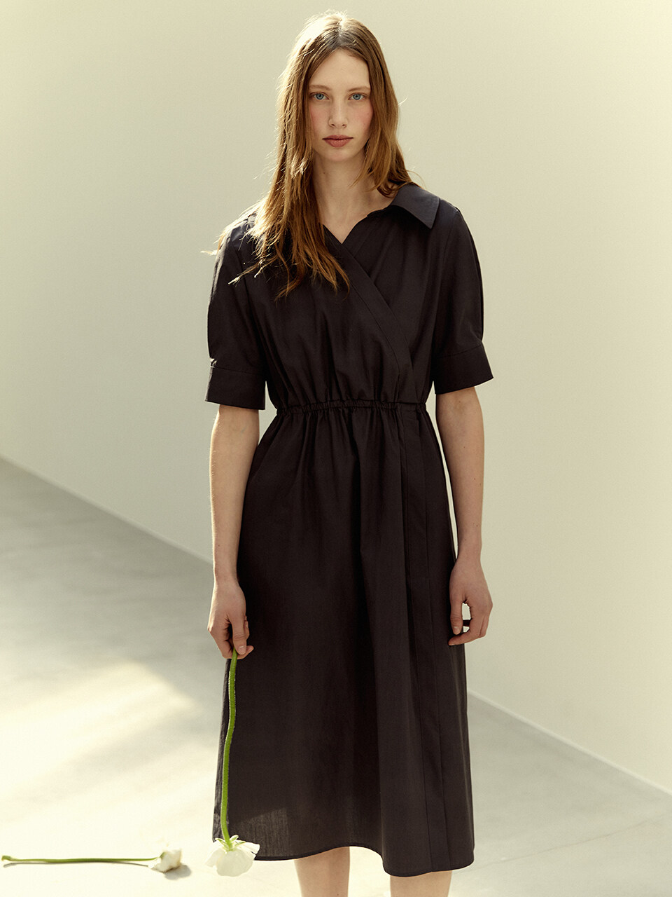 LETQSTUDIO Wrap Shirt Dress_Charcoal