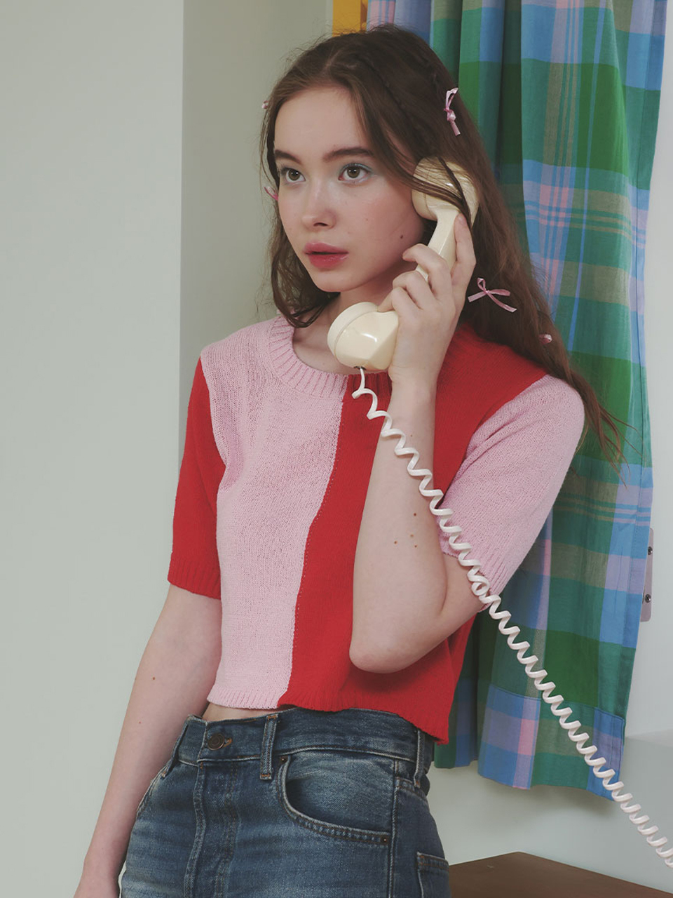 LETTER FROM MOON Half and Half Sweater_Red Pink