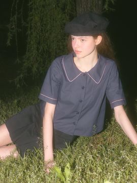 LETTER FROM MOON Have Me Mea Piping Blouse_Navy