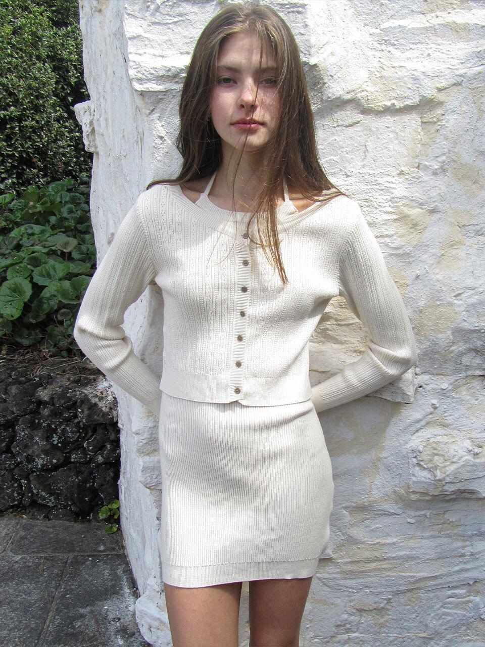 LETTER FROM MOON Heather Wide U-neck Cardigan_2 Colors