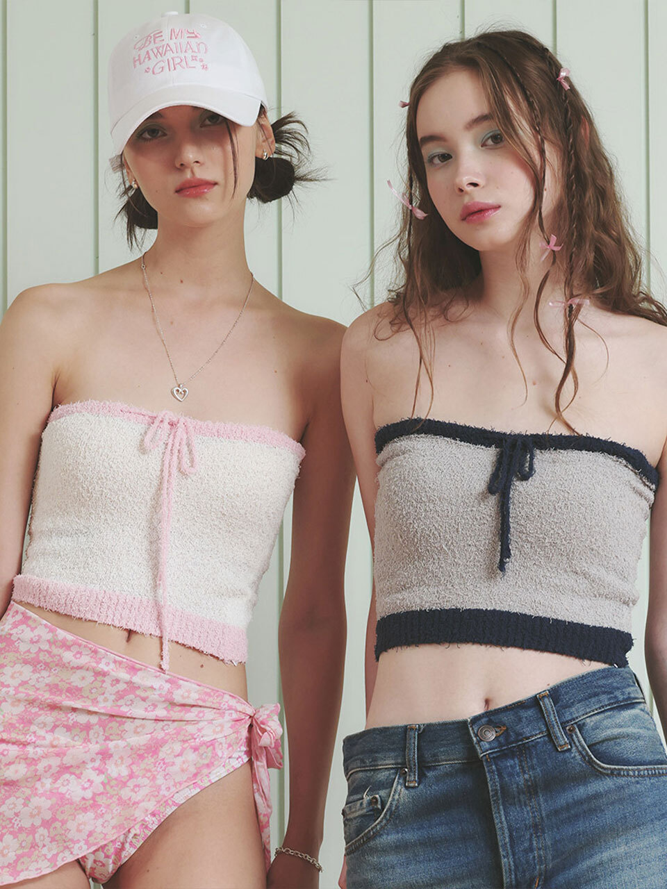 LETTER FROM MOON Ribbon Terry Sweater Tank Top_White