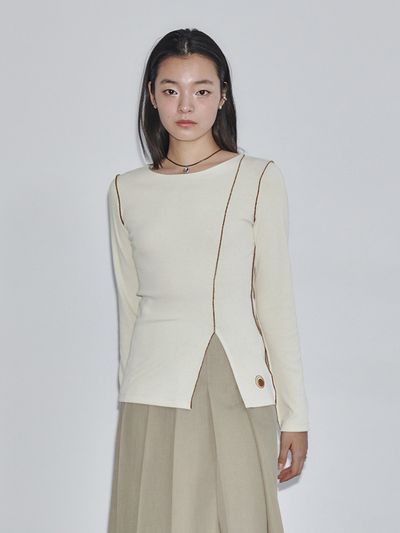 LEUNI Contrast Slit Top
