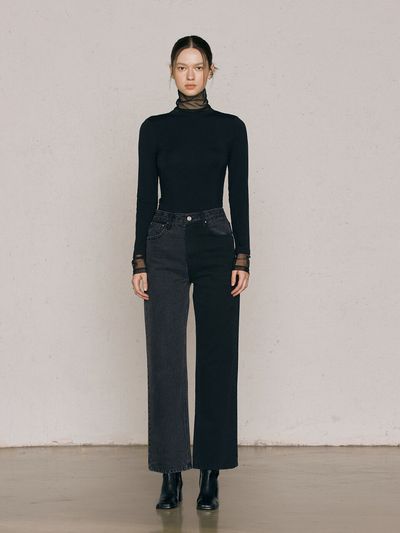 LEUNI Contrast Two-Tone Jeans_Black / Grey
