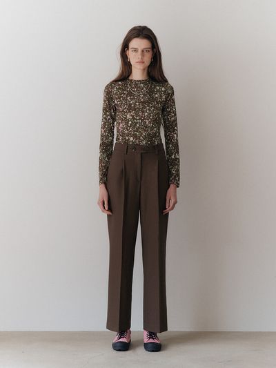 LEUNI Double Button Trouser_Red Brown