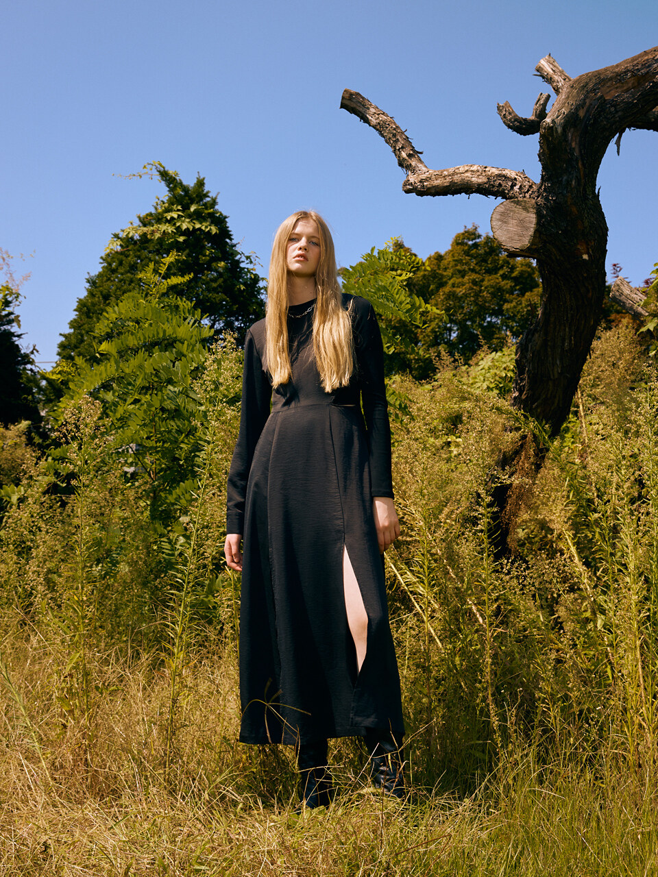 LEUNI One Shoulder Backless Dress_Black