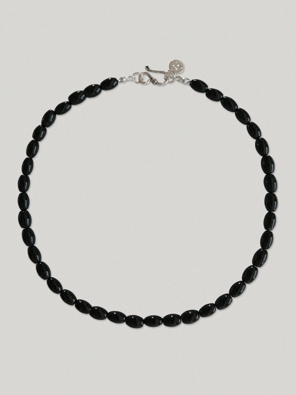 LEUNI Onyx Sterling Minimalist Ellipse Necklace
