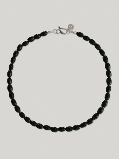 LEUNI Onyx Sterling Minimalist Ellipse Necklace