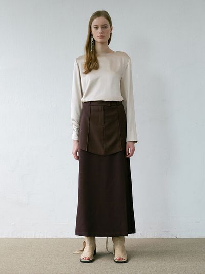 LEUNI Reconstructed Long Skirt (Brown)