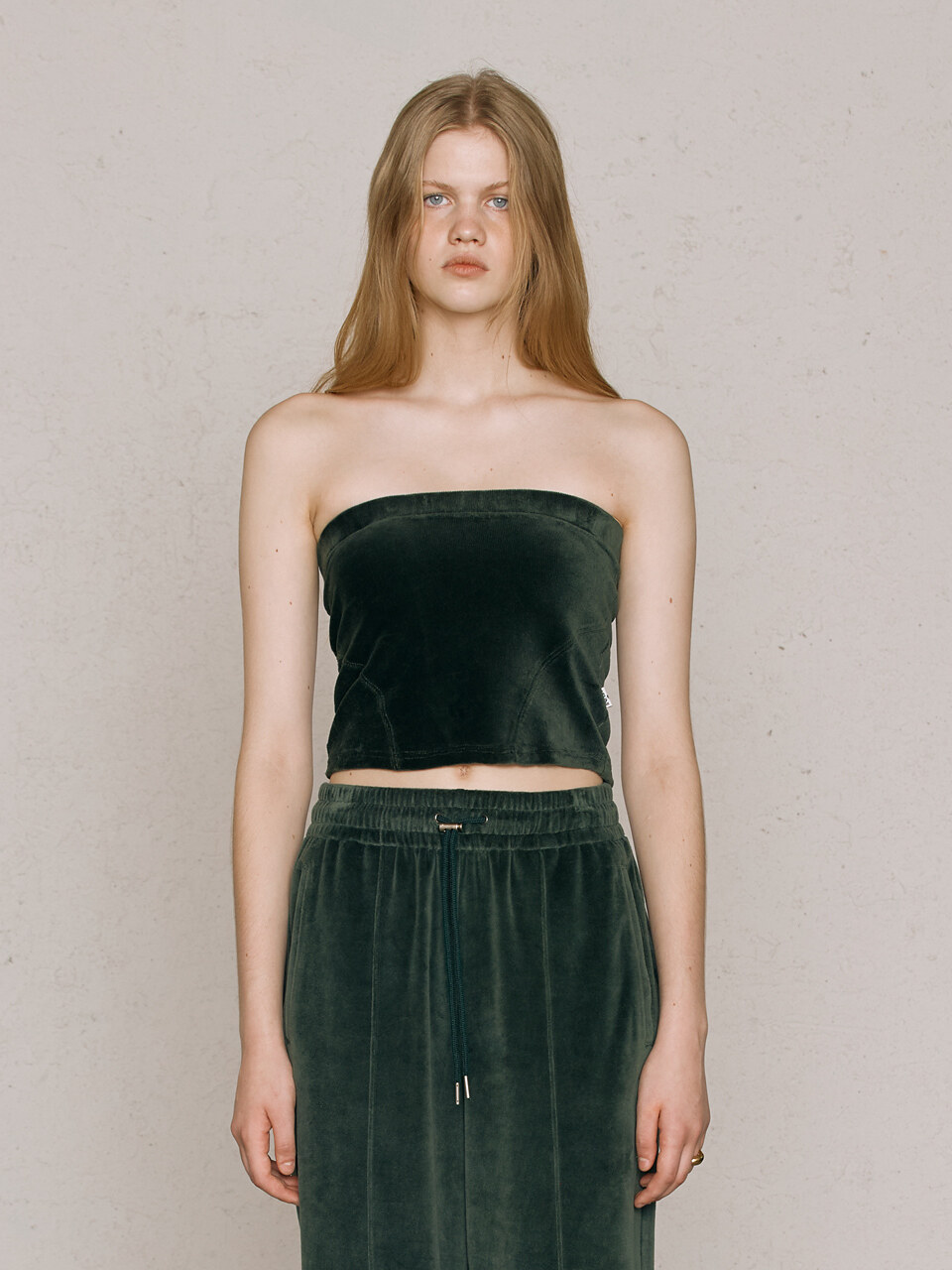 LEUNI Velour Tube Top (Dark Green)