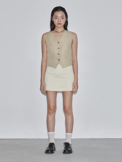 LEUNI Vintage Mid-rise Slit Skirt