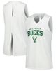 LEVELWEAR Women's Levelwear White Milwaukee Bucks Paisley Peekaboo Tank Top  - 1