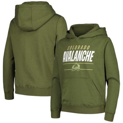 LEVELWEAR Youth Levelwear Olive Colorado Avalanche Podium Fleece Pullover Hoodie 