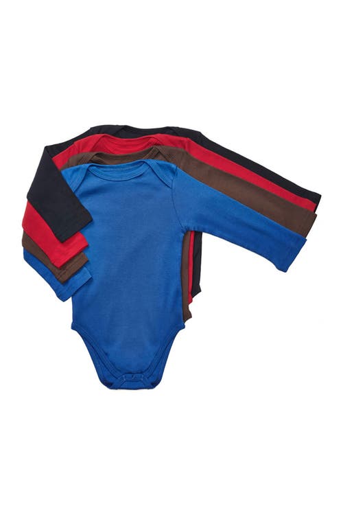 Leveret Leveret 4-Pack Solid Cotton Long Sleeve Bodysuits