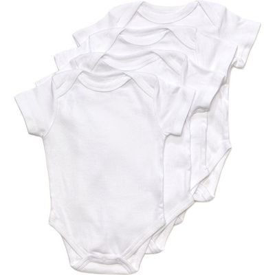 Leveret Leveret 4-Pack White Cotton Short Sleeve Bodysuits 