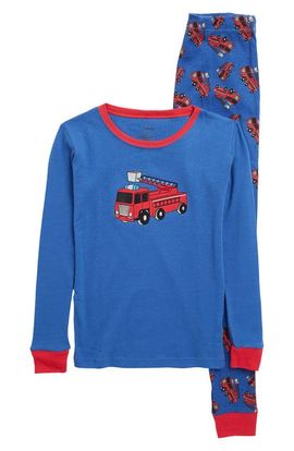 Leveret Leveret Fire Truck Long Sleeve Top & Pants Pajama Set 