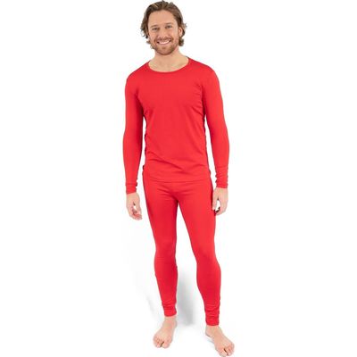 Leveret Leveret Men's Two-Piece Thermal Long Sleeve Solid Pajamas