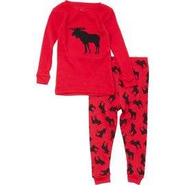 Leveret Leveret Moose Long Sleeve Top & Pants Pajama Set