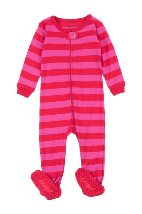 Leveret Leveret Red and Pink Stripes Footed Sleeper Pajama